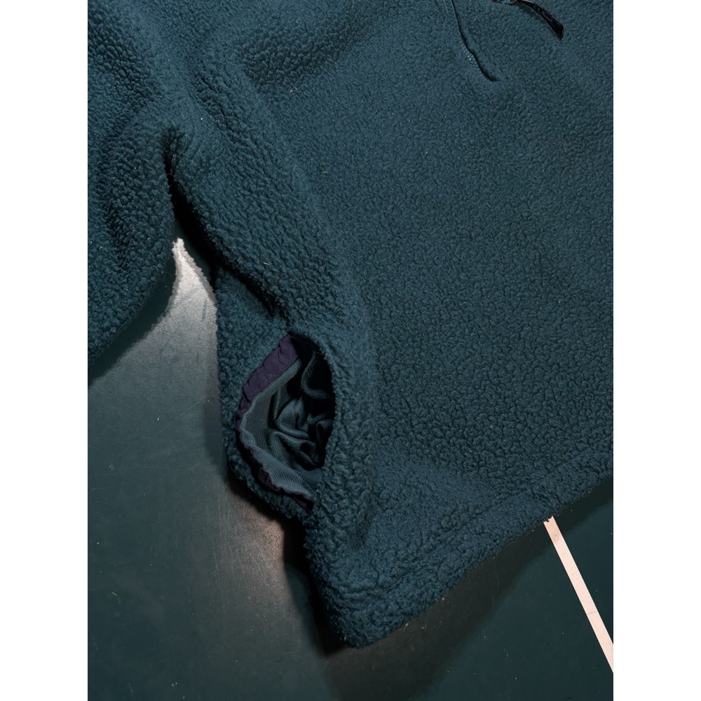 Vintage 90s LL Bean Deep Pile Fleece Pullover Men's XL Blue Green Half Zip USA - Picture 4 of 11